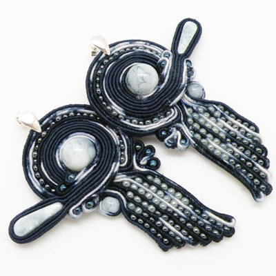 Tutorial Soutache - kolczyki "Granatowy Melanż"