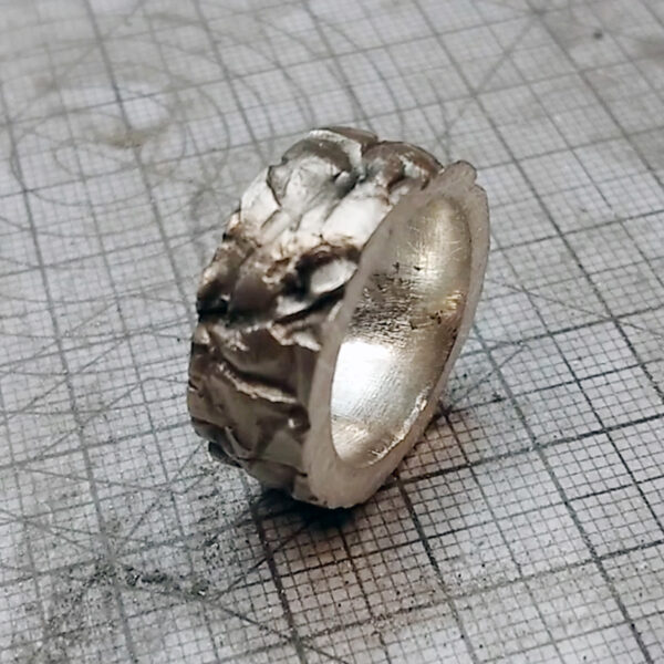 Metal clay nauka online gotowy pierścionek z fakturą